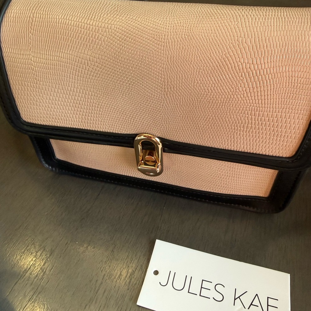 Jules Kae Blush Pink Satchel with Black Trim